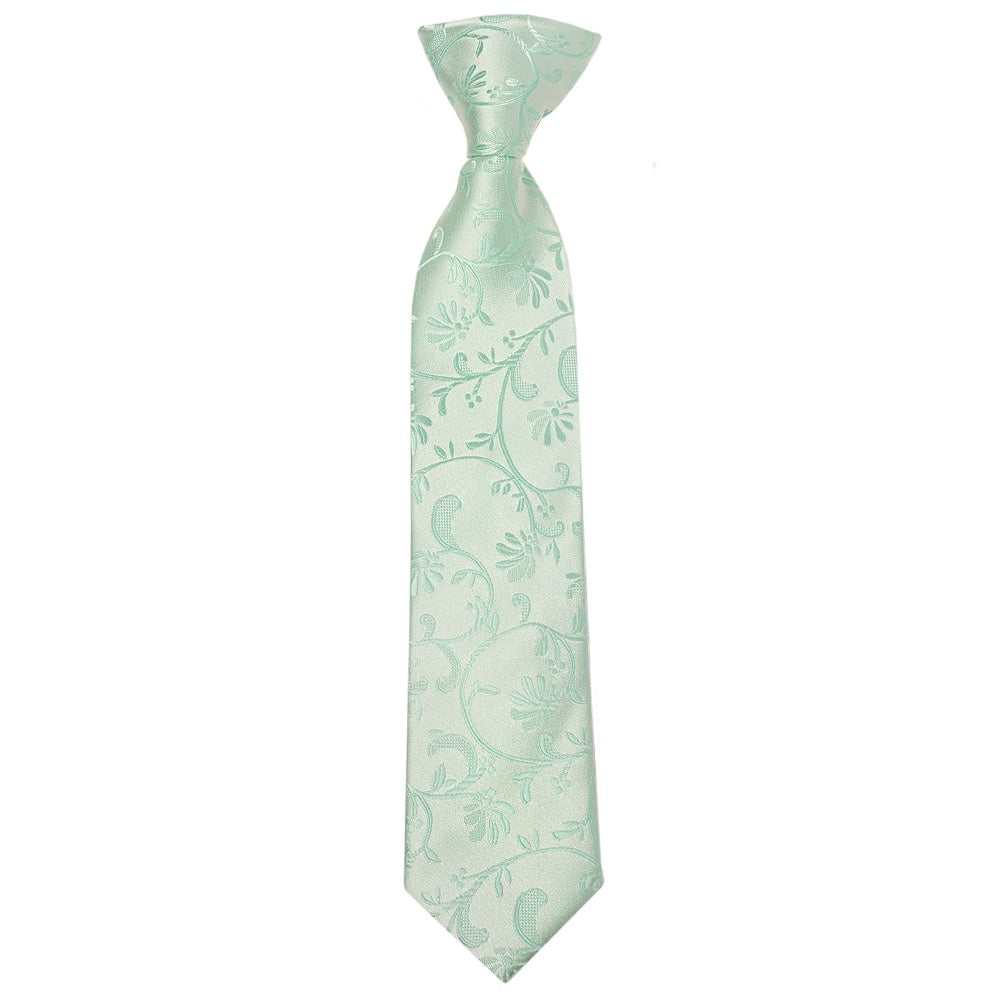 Pre Tied Mint Green Floral Boys Tie And Pocket Square Set Age 4 7 2