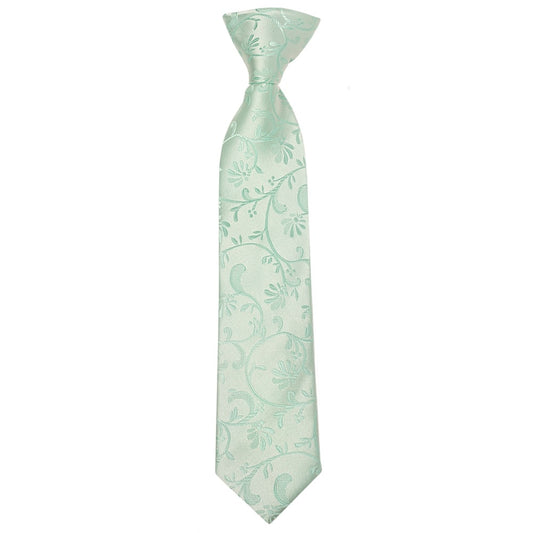 Pre Tied Mint Green Floral Boys Tie And Pocket Square Set Age 4 7 2
