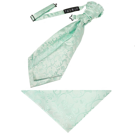 Mint Floral Mens Cravat Tie And Pocket Square Set 1