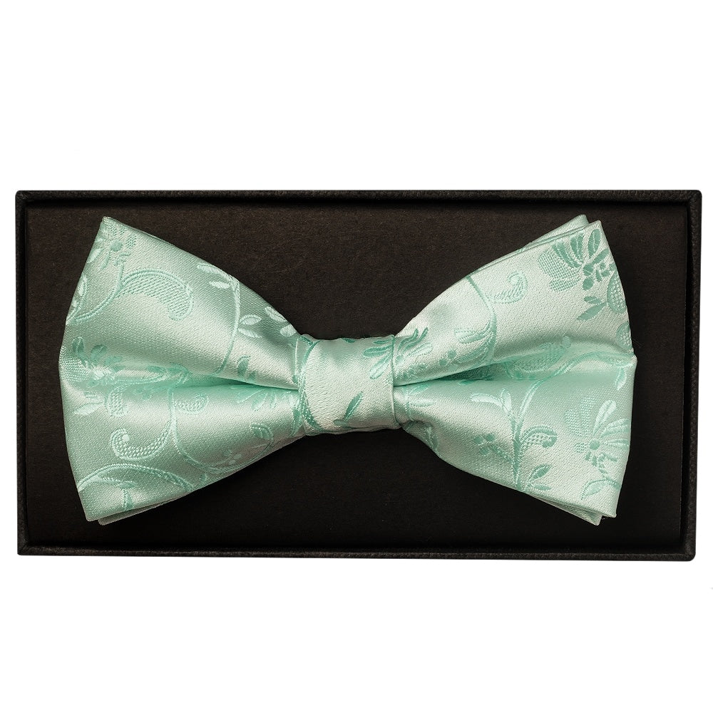 Mint Green Floral Handmade Mens Bow Tie 1