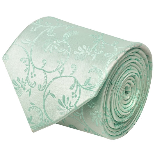 Mint Green Floral Classic Mens Tie 2
