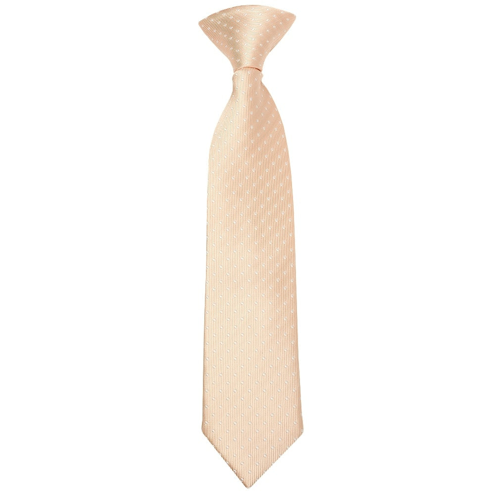 Pre Tied Peach And White Polka Dot Boys Tie Age 4 7 1