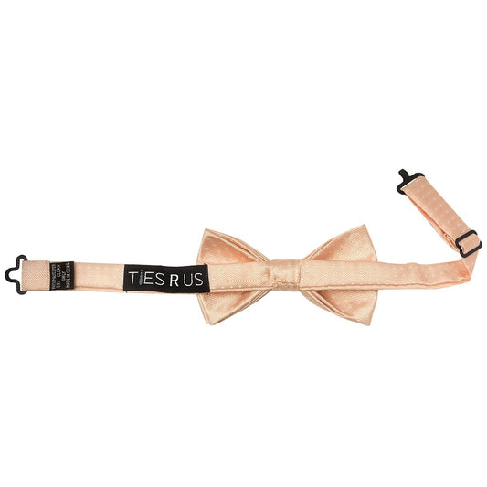 Pre Tied Peach and White Polka Dot Boys Bow Tie Age 4-7