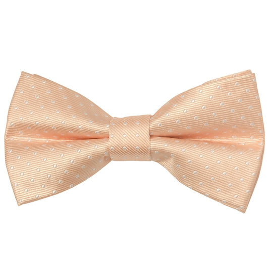 Pre Tied Peach and White Polka Dot Boys Bow Tie Age 8-11