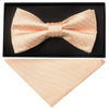 Handmade Peach And White Polka Dot Mens Bow Tie and Pocket Square Set