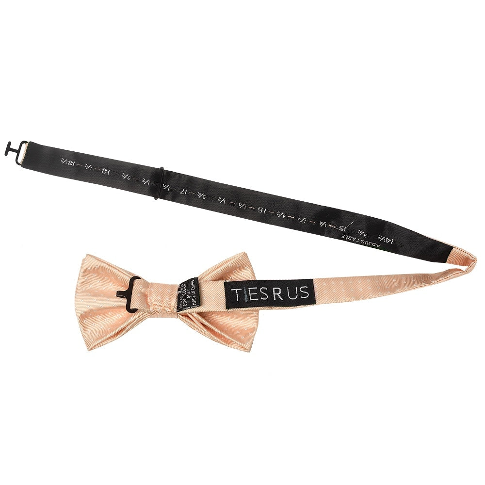 Handmade Peach And White Polka Dot Mens Bow Tie And Pocket Square Set 3