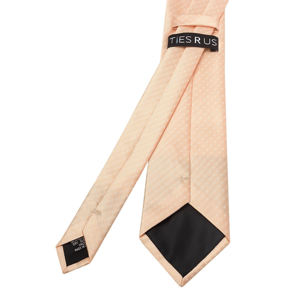 Peach And White Polka Dot Classic Mens Tie 3