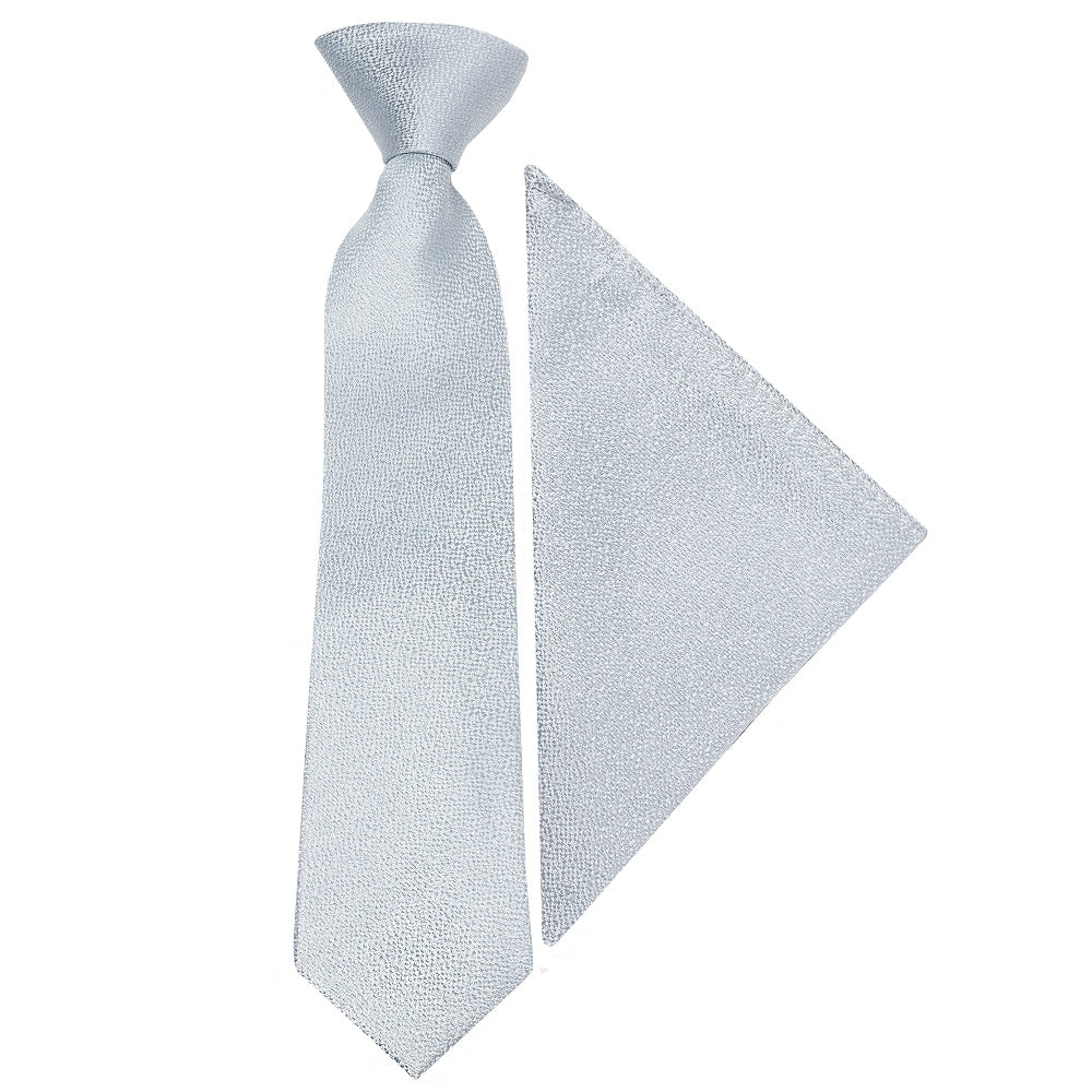 Pre Tied Light Blue Textured Silk Boys Tie And Pocket Square Set Age 4 7 1