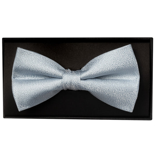 Plain Light Blue Textured Silk Mens Bow Tie 1