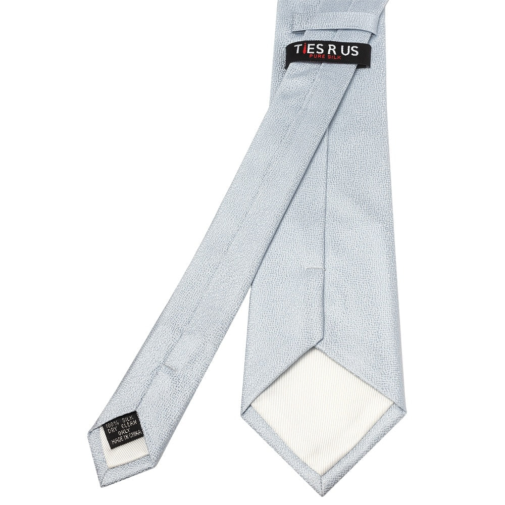 Plain Light Blue Textured Silk Classic Mens Tie And Pocket Square Set 4