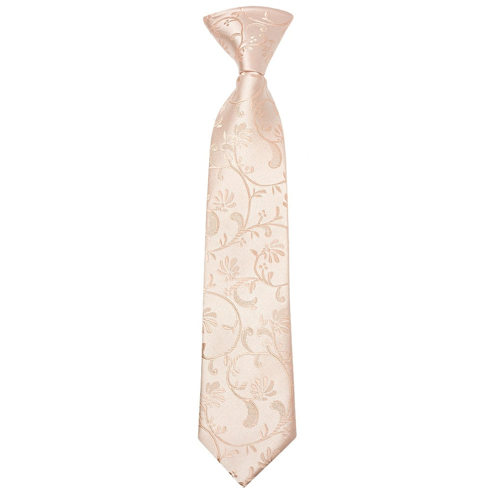 Pre Tied Light Peach Floral Boys Tie And Pocket Square Set Age 4 7 2