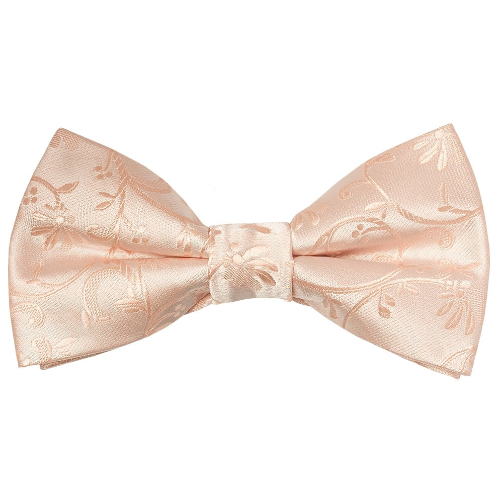 Pre Tied Light Peach Floral Boys Bow Tie Age 8-11