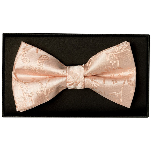 Light Peach Floral Handmade Mens Bow Tie 1