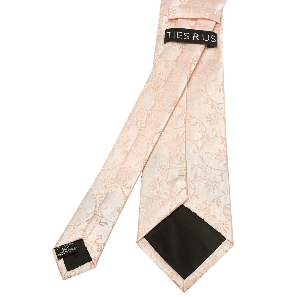 Light Peach Floral Classic Mens Tie 3