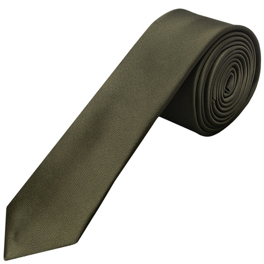 Plain Leaf Green Satin Skinny Mens Tie