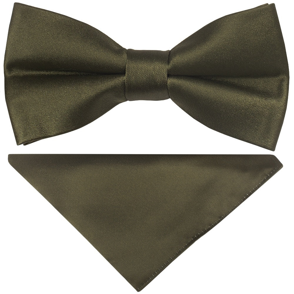 Pre Tied Leaf Green Satin Boys Bow Tie And Pocket Square Age 4 7 1