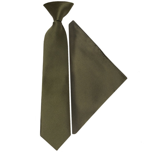 Pre Tied Plain Leaf Green Boys Tie And Pocket Square Age 4 7 1