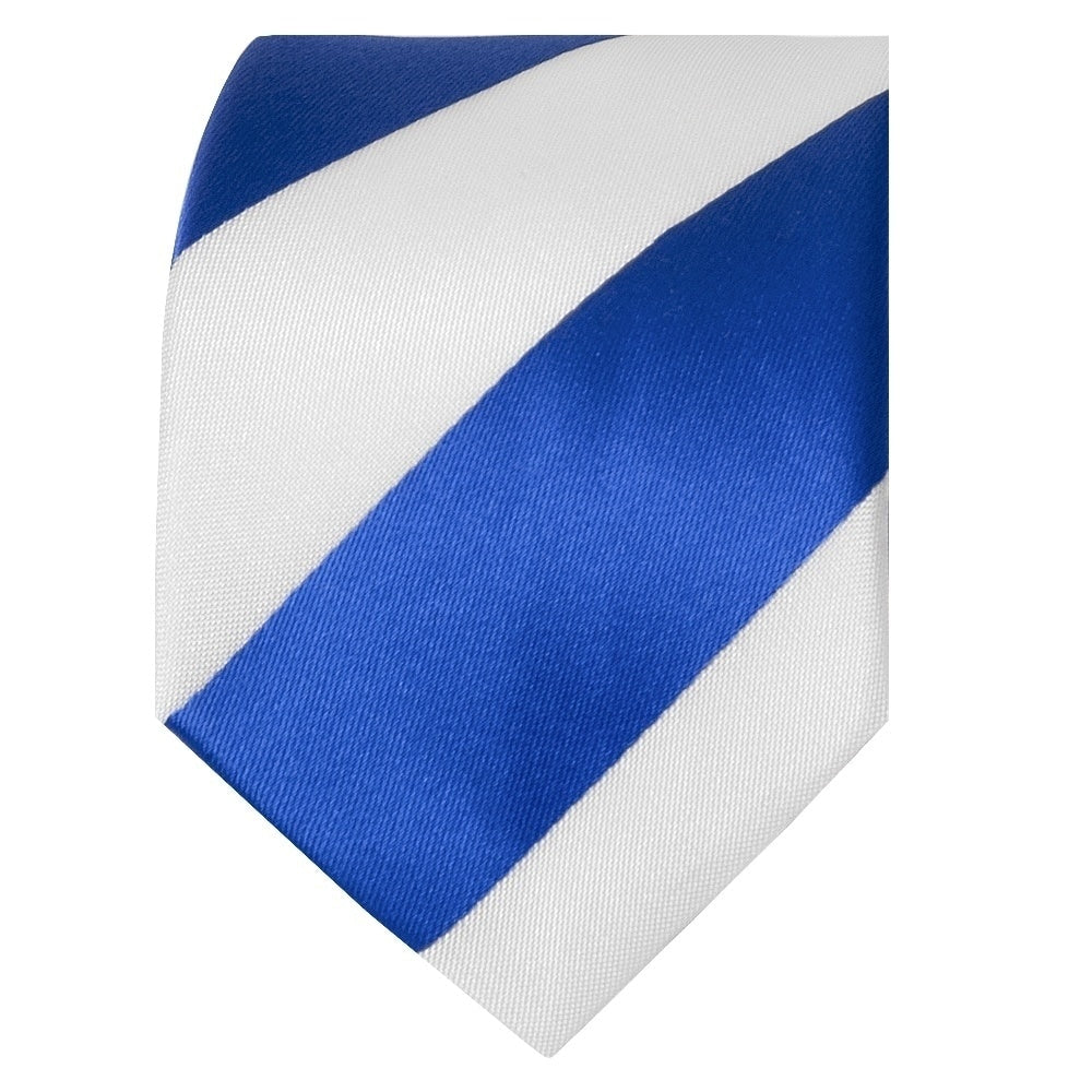 Blue And White Striped Skinny Boys Football Tie And Pocket Square Set 3