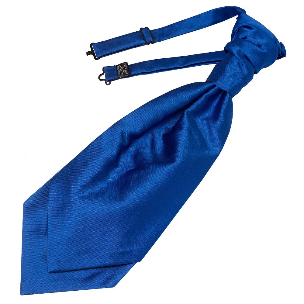 Royal Blue Satin Mens Cravat Tie And Pocket Square Set 2