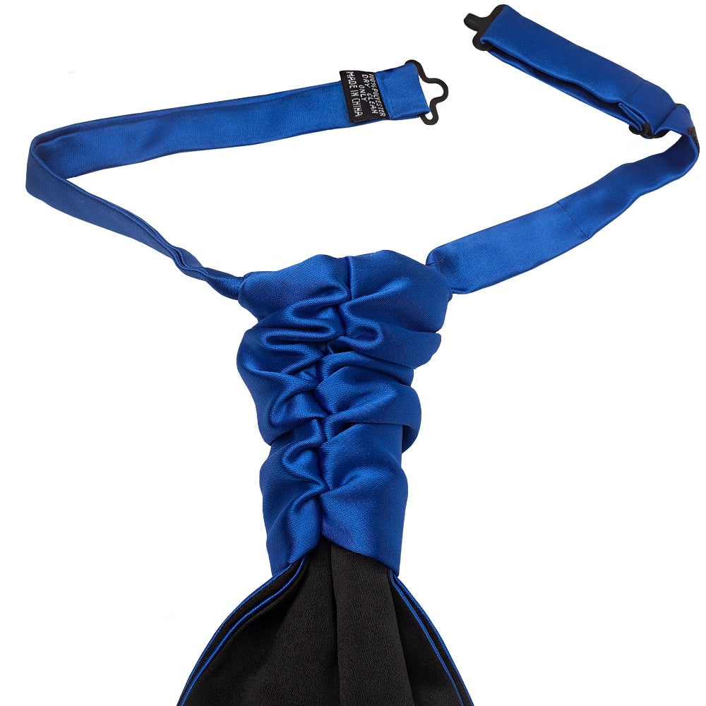 Royal Blue Satin Mens Cravat Tie And Pocket Square Set 3