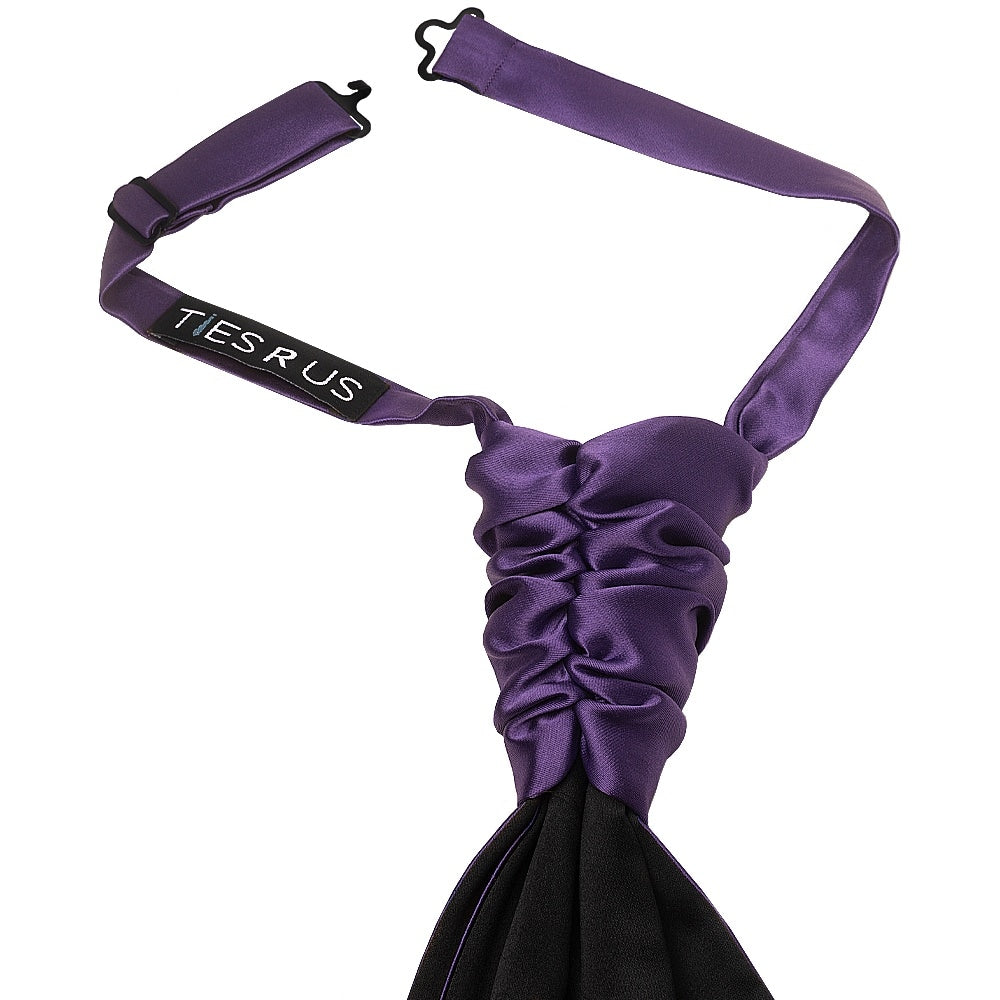 Purple Satin Mens Cravat Tie And Pocket Square Set 3