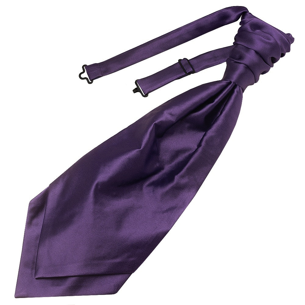 Purple Satin Mens Cravat Tie 1
