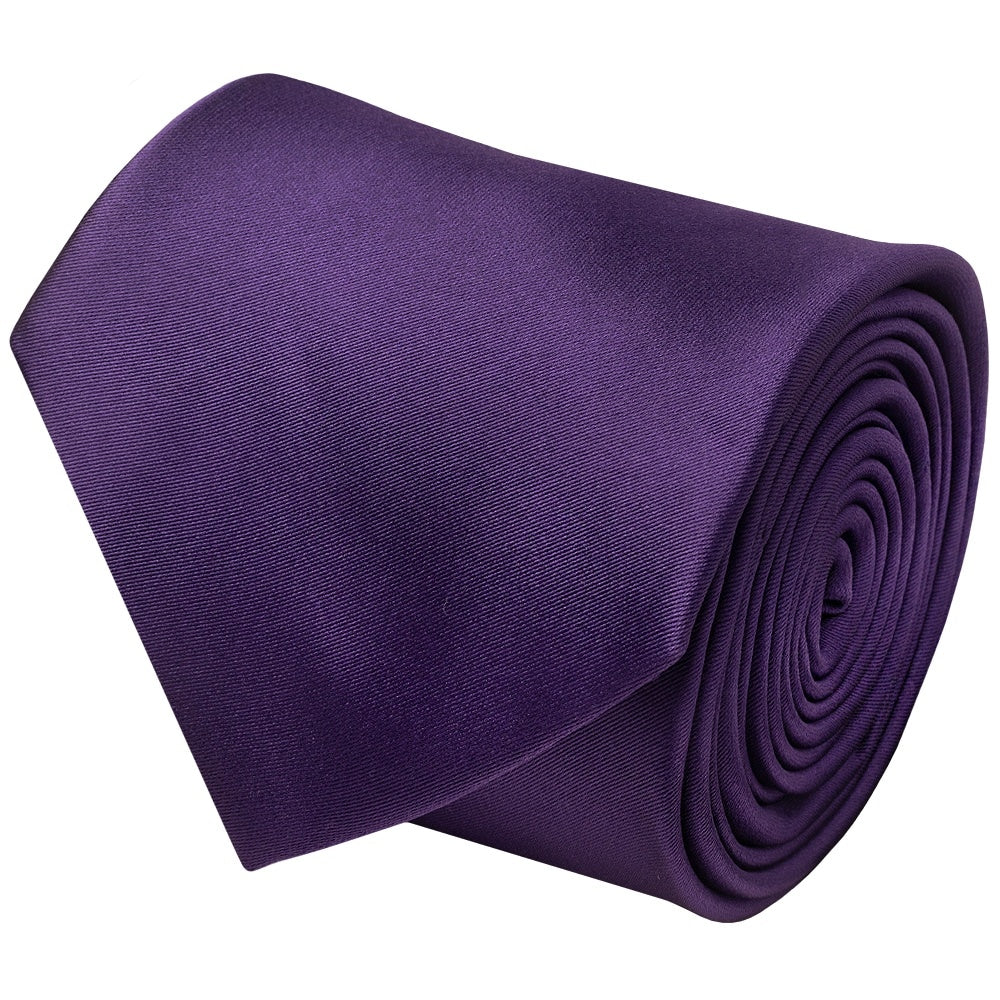 Plain Purple Satin Classic Mens Tie And Pocket Square Set 4