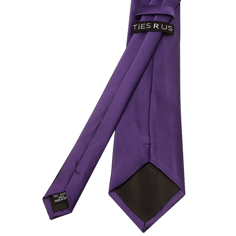 Plain Purple Satin Classic Mens Tie And Pocket Square Set 5