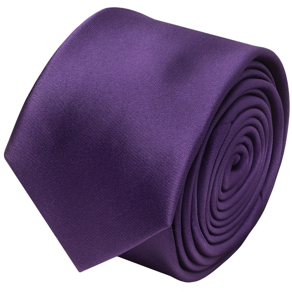 Purple Satin Skinny Mens Tie 2