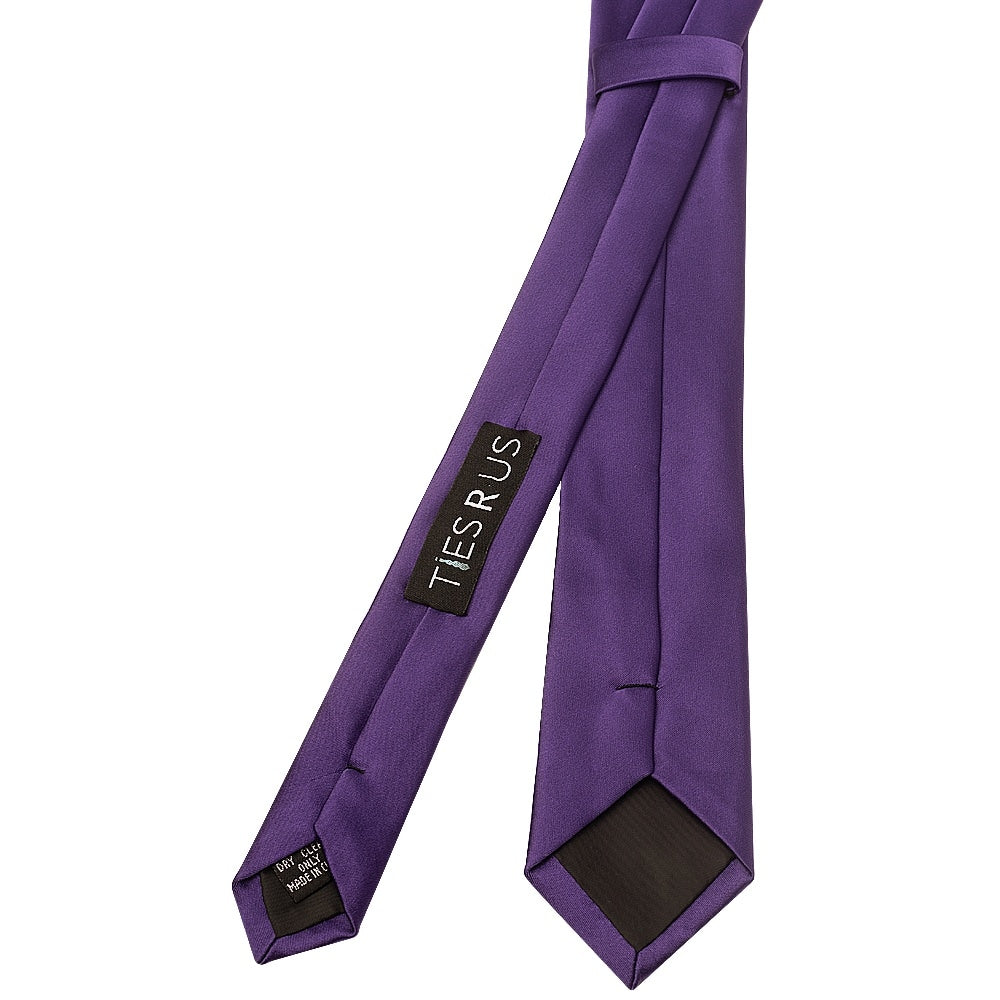 Purple Satin Skinny Mens Tie 3
