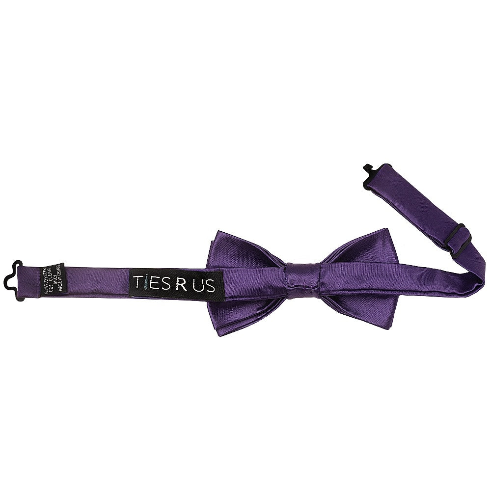 Pre Tied Purple Satin Boys Bow Tie And Pocket Square Age 4 7 3