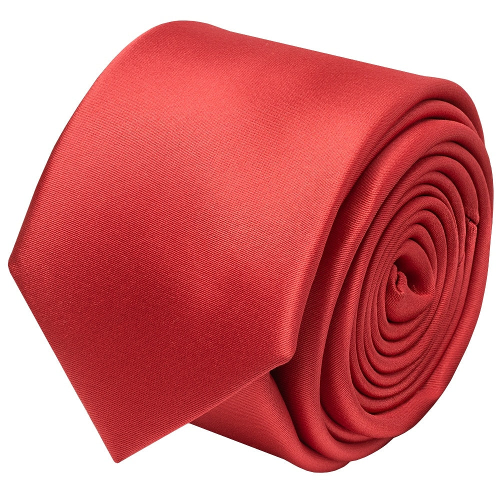 Fiesta Red Satin Skinny Mens Tie And Pocket Square Set 3