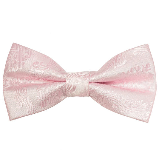 Pre Tied Blush Pink Paisley Boys Bow Tie And Pocket Square Set Age 4 7 2