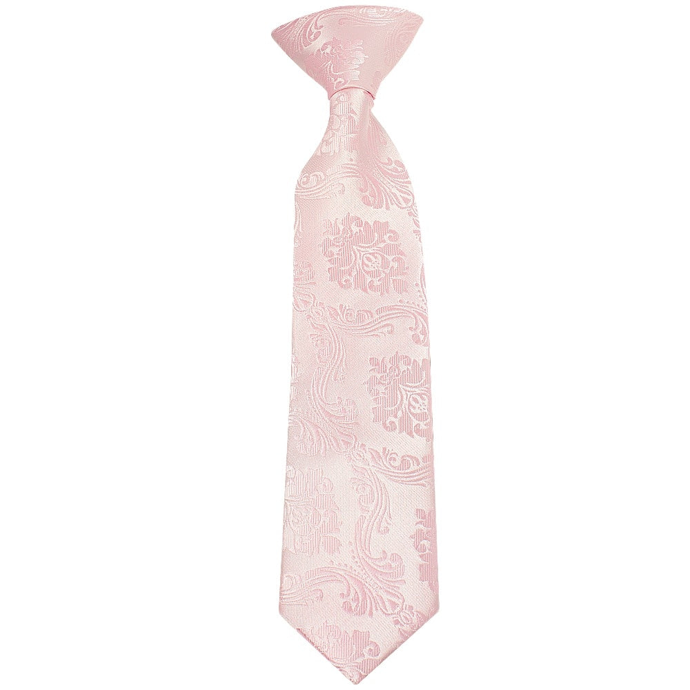 Pre Tied Blush Pink Paisley Boys Tie And Pocket Square Set Age 4 7 2