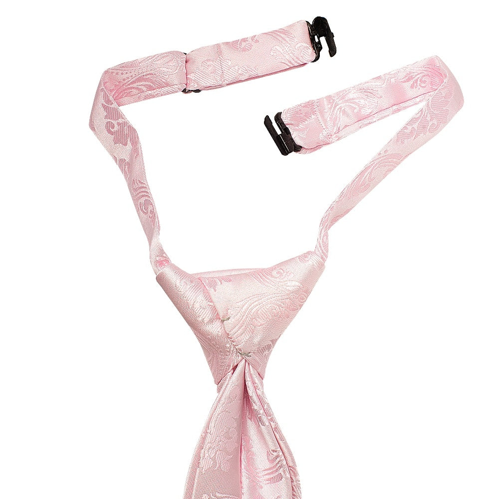 Pre Tied Blush Pink Paisley Boys Tie And Pocket Square Set Age 4 7 3