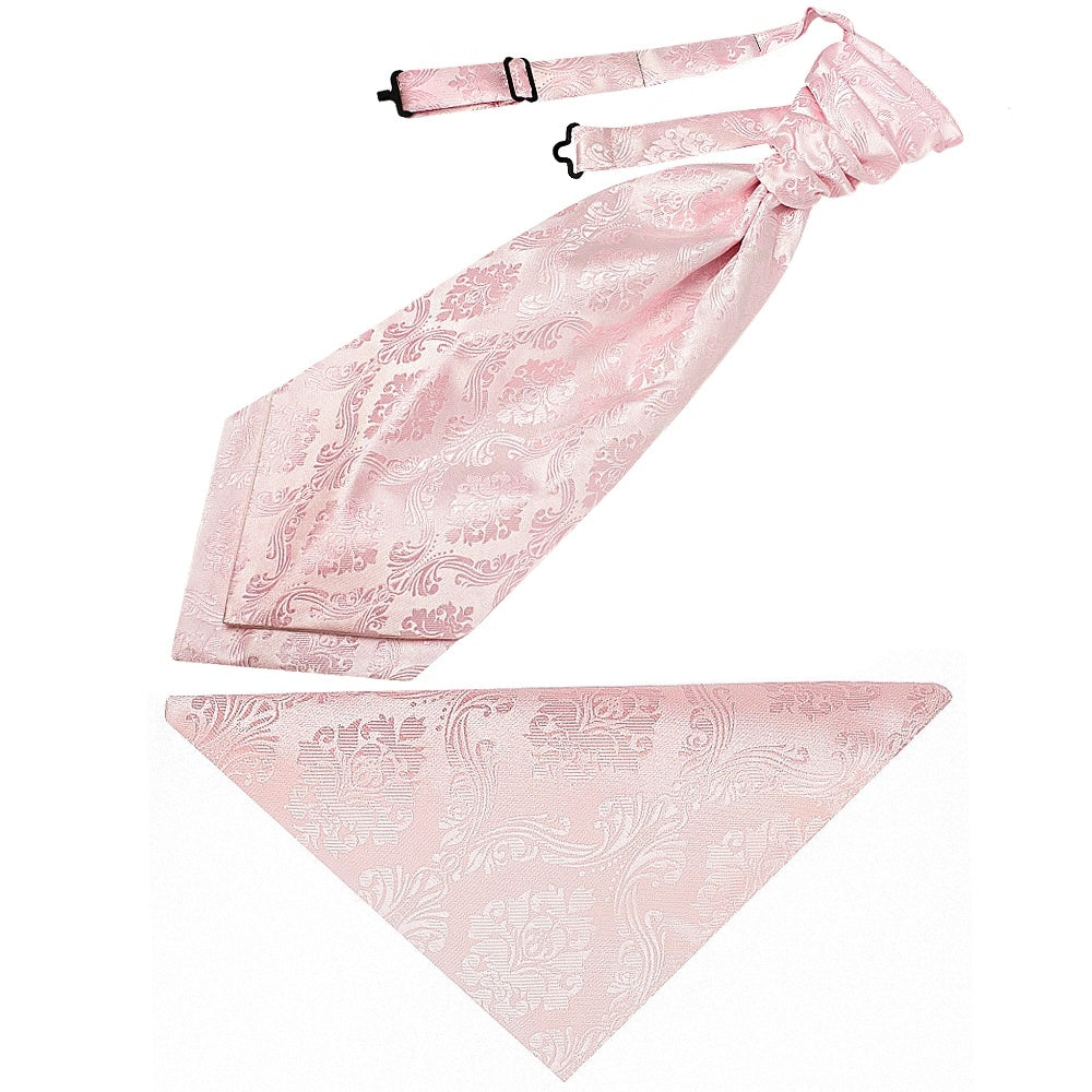 Blush Pink Paisley Mens Cravat Tie And Pocket Square Set 1