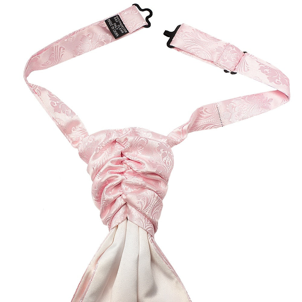 Blush Pink Paisley Mens Cravat Tie And Pocket Square Set 3