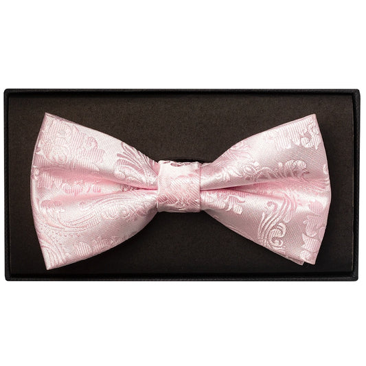 Blush Pink Paisley Handmade Mens Bow Tie And Pocket Square Set 2