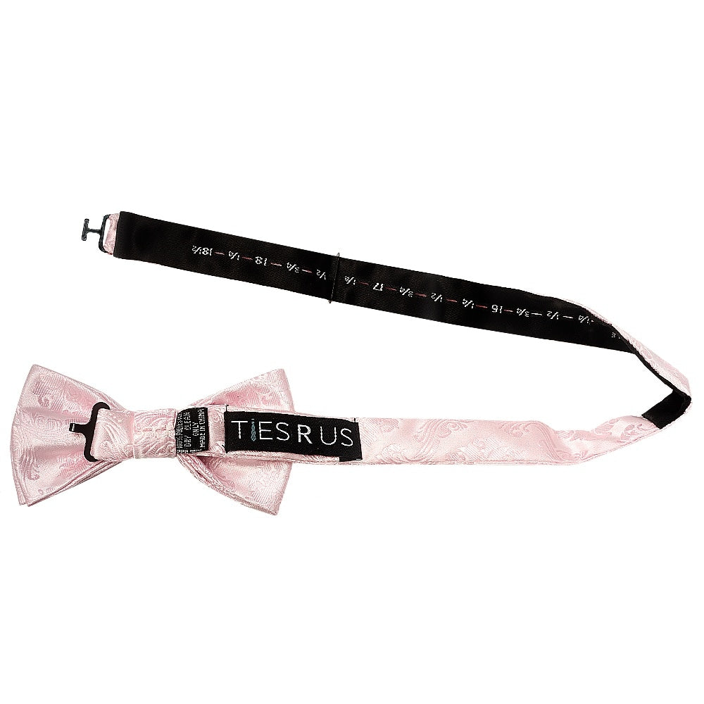 Blush Pink Paisley Handmade Mens Bow Tie And Pocket Square Set 3