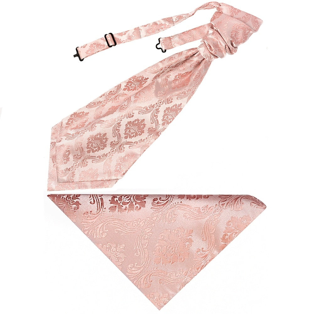 Rose Quartz Paisley Mens Cravat Tie And Pocket Square Set 1