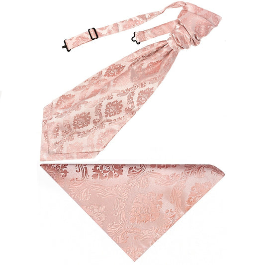 Rose Quartz Paisley Mens Cravat Tie And Pocket Square Set 1