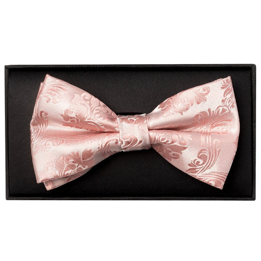 Rose Quartz Paisley Handmade Mens Bow Tie And Pocket Square Set 2