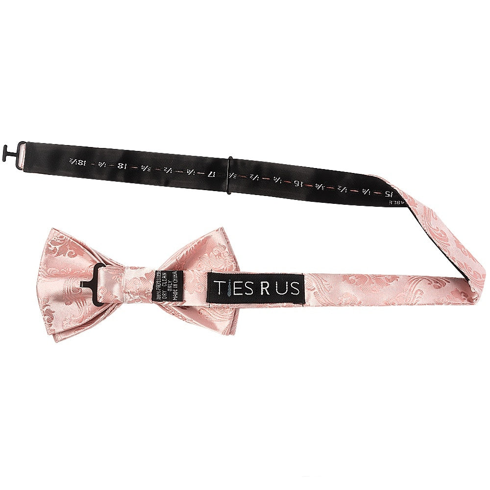 Rose Quartz Paisley Handmade Mens Bow Tie And Pocket Square Set 3
