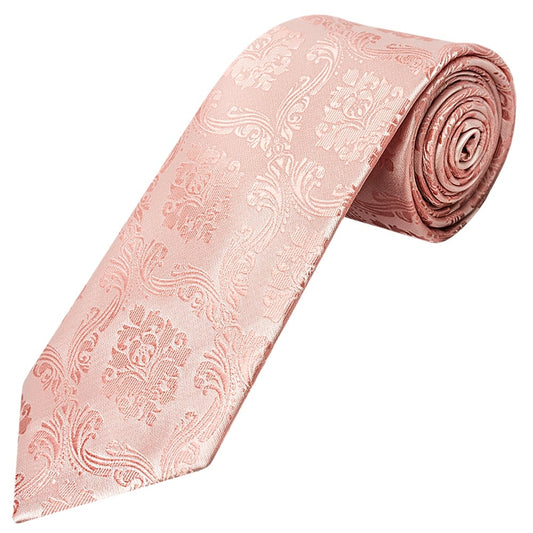 Rose Quartz Paisley Classic Mens Tie And Pocket Square Set 2