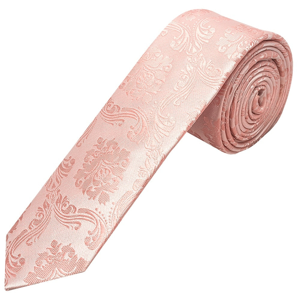 Rose Quartz Paisley Skinny Boys Tie 1
