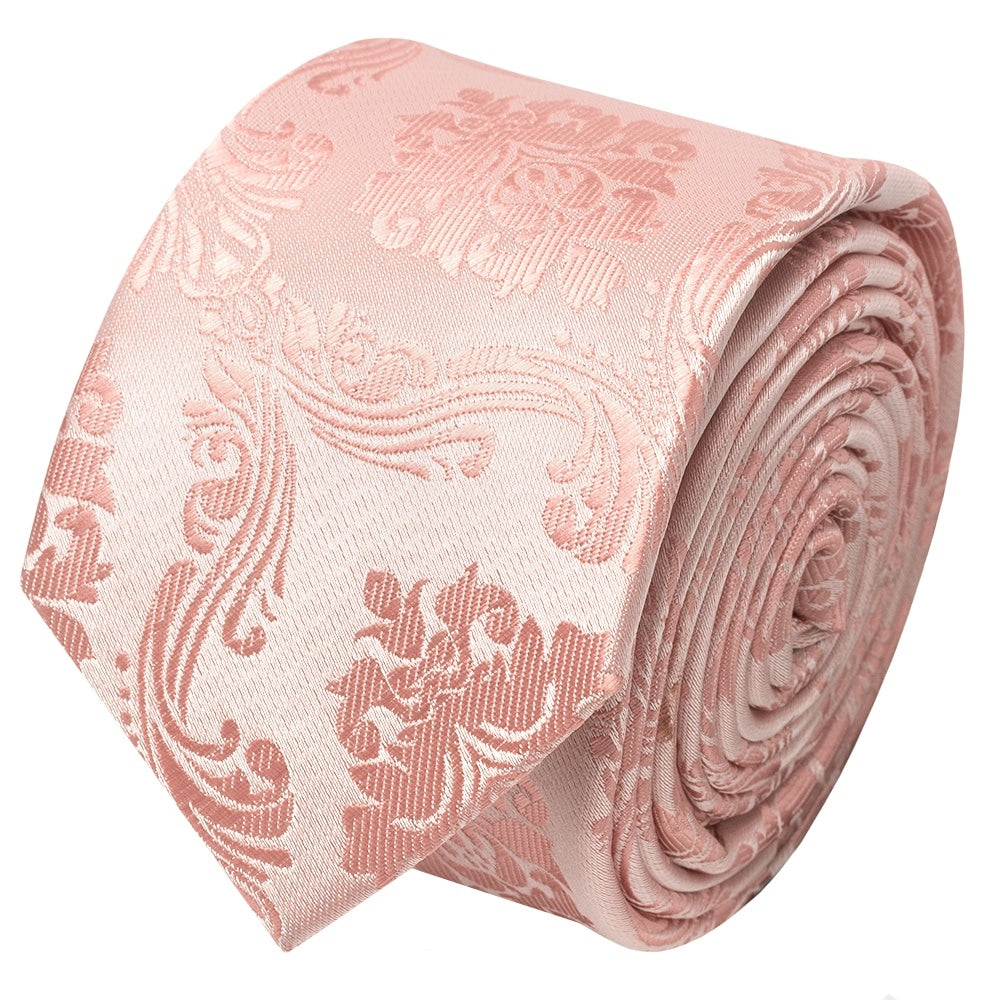 Rose Quartz Paisley Skinny Mens Tie 2