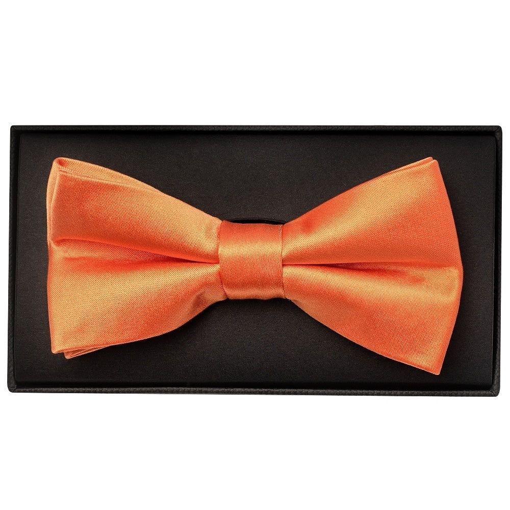 Plain Burnt Orange Handmade Mens Bow Tie And Pocket Square 2