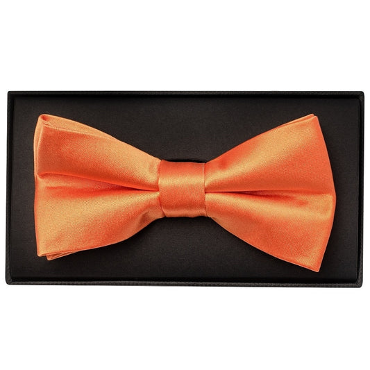 Plain Burnt Orange Handmade Mens Bow Tie And Pocket Square 2