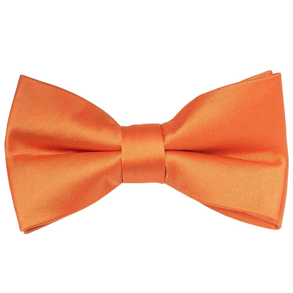 Plain Burnt Orange Handmade Mens Bow Tie And Pocket Square 3