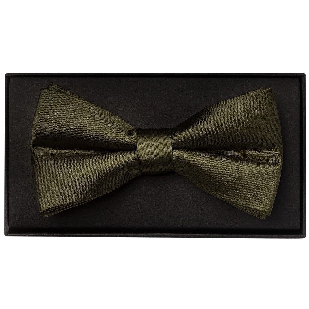 Plain Leaf Green Handmade Mens Bow Tie And Pocket Square Set 2